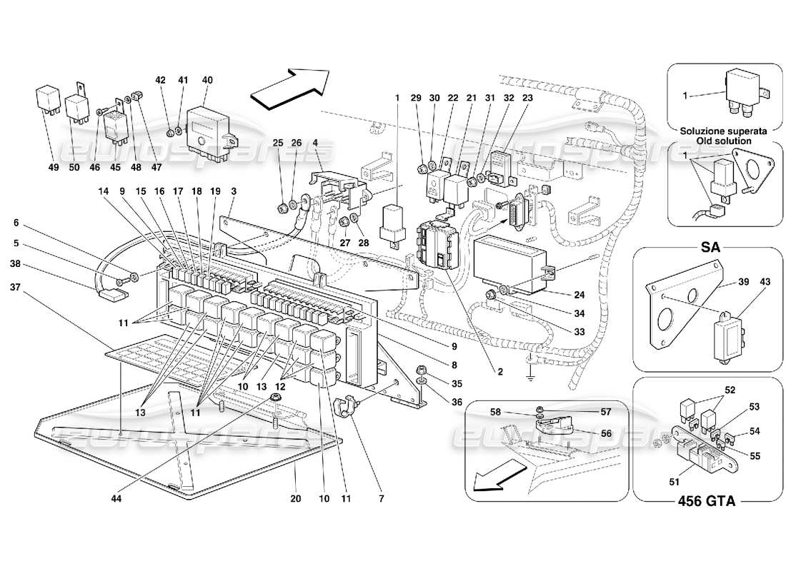VIEW PARTS DIAGRAMS FROM THE FERRARI 456 PARTS CATALOGUE a part diagram from the ferrari 456 parts catalogue