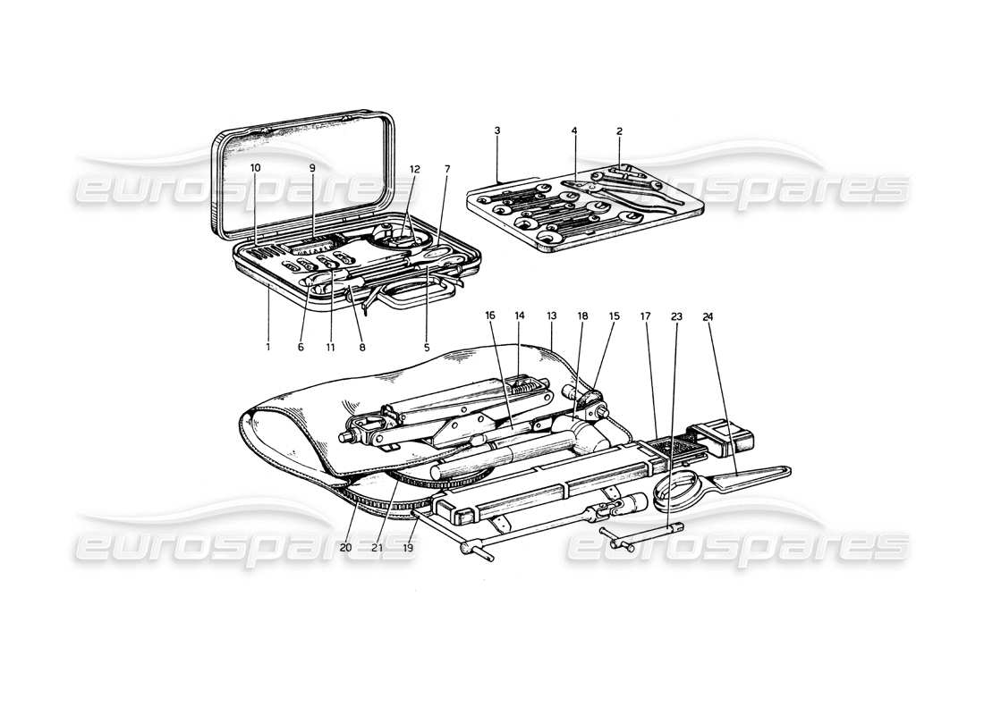 ferrari 365 gt4 berlinetta boxer tool-kit parts diagram