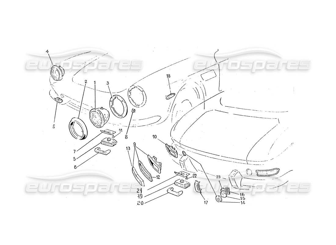 ferrari 330 gtc / 365 gtc (coachwork) front & rear lights parts diagram