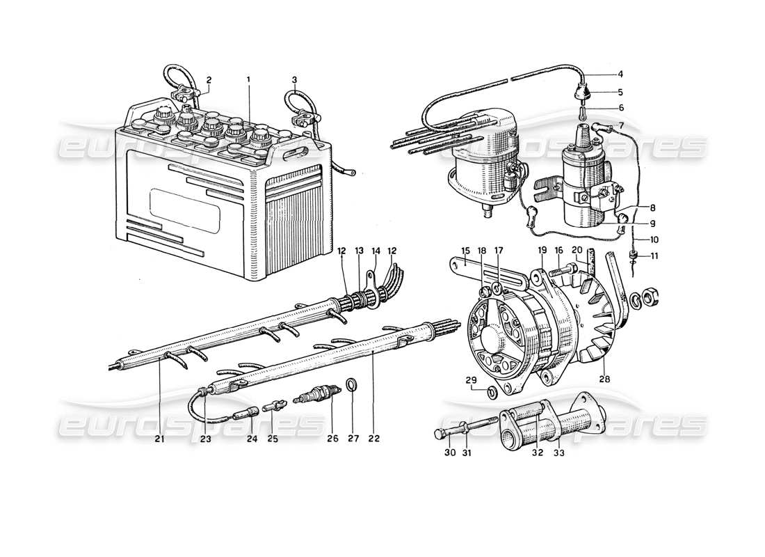 ferrari 275 gtb4 generator and battery parts diagram