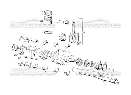 a part diagram from the maserati khamsin parts catalogue