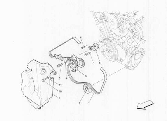 a part diagram from the maserati quattroporte m156 (2014 onwards) parts catalogue