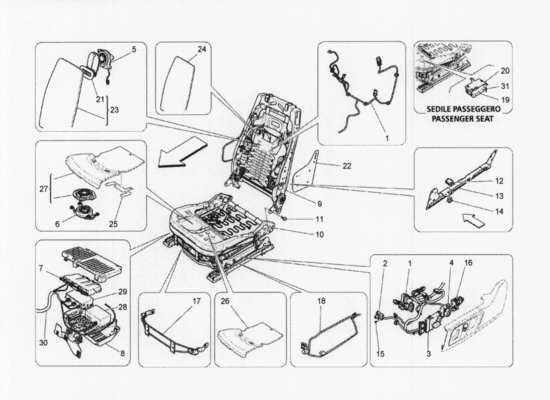 a part diagram from the maserati quattroporte m156 (2014 onwards) parts catalogue