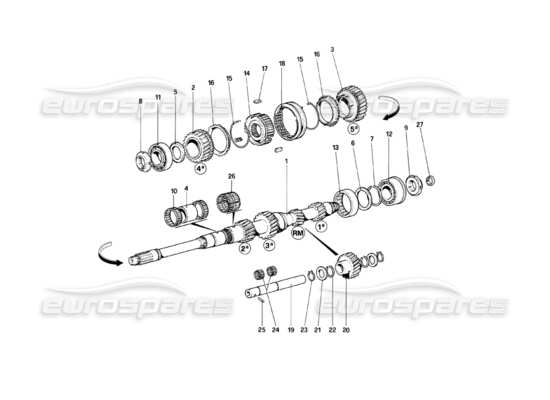 a part diagram from the ferrari mondial parts catalogue