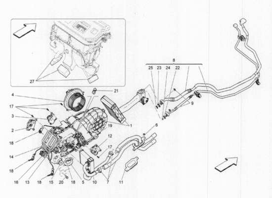 a part diagram from the maserati quattroporte m156 (2014 onwards) parts catalogue