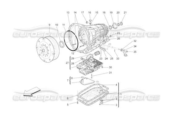 a part diagram from the maserati grancabrio parts catalogue