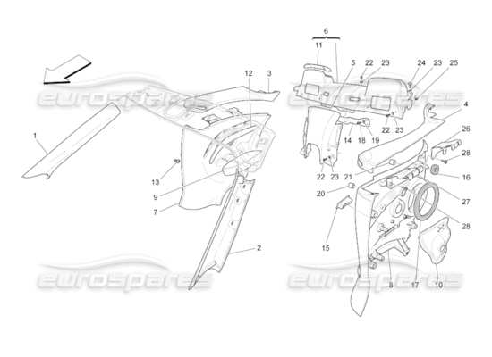 a part diagram from the maserati grancabrio parts catalogue