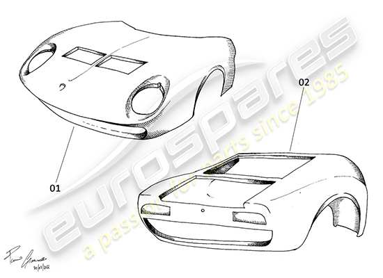 a part diagram from the lamborghini miura parts catalogue