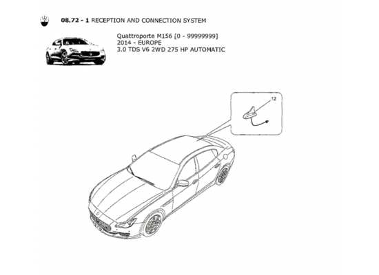 a part diagram from the maserati quattroporte m156 (2014 onwards) parts catalogue