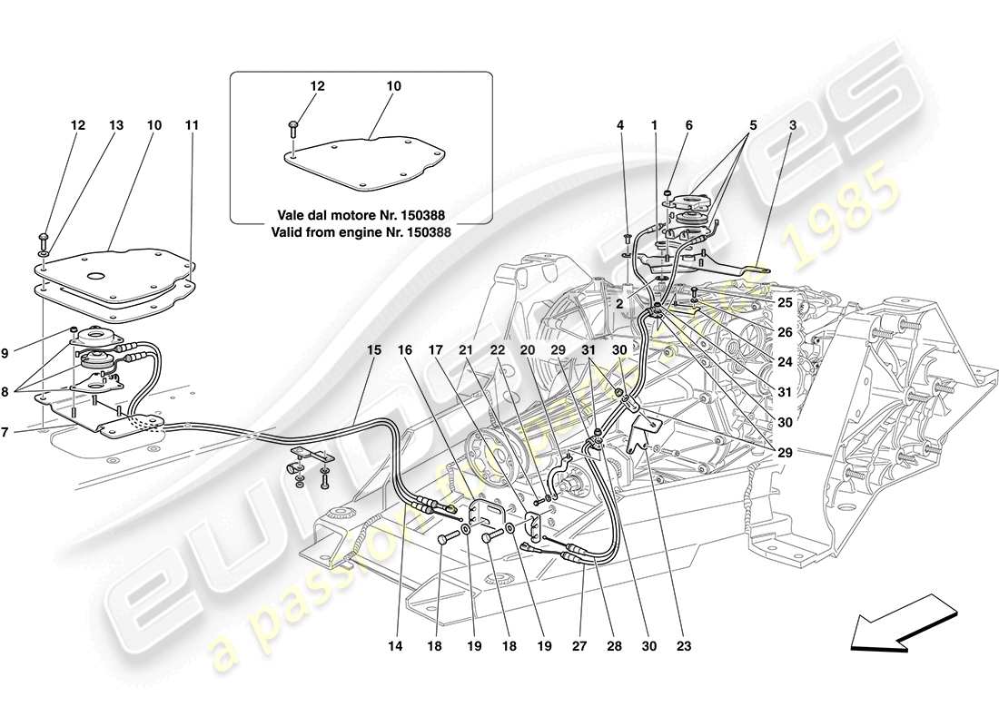 ferrari california (usa) manual dct gearbox lock release control parts diagram