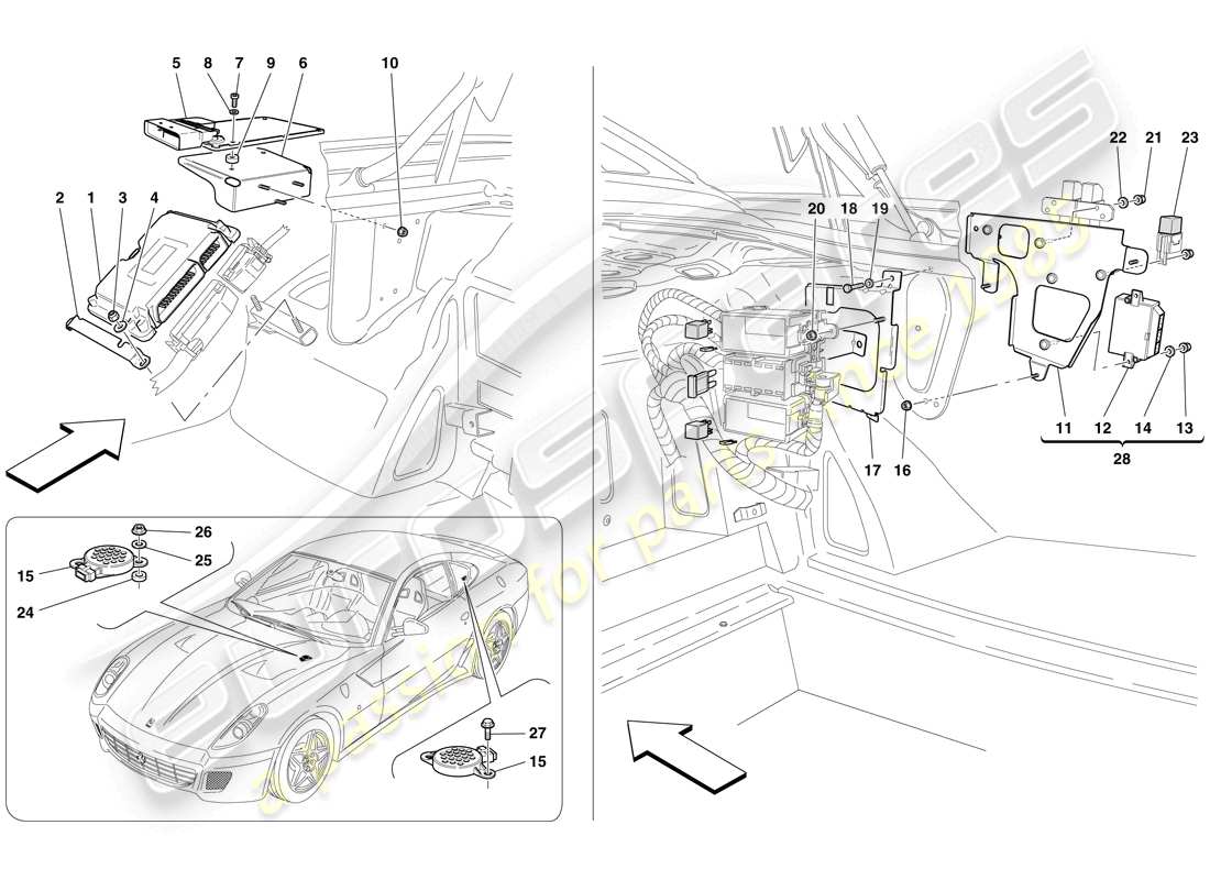 ferrari 599 gtb fiorano (europe) luggage compartment ecus parts diagram