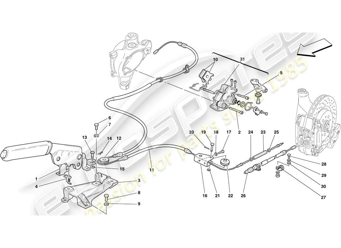 ferrari f430 coupe (europe) parking brake control parts diagram
