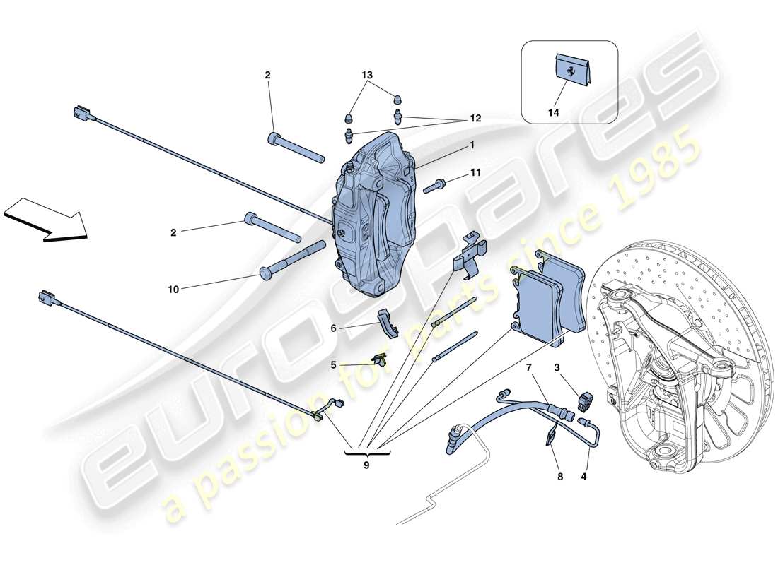 ferrari 458 italia (europe) front brake callipers parts diagram