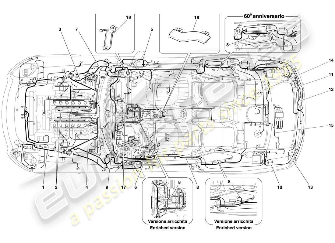ferrari 612 scaglietti (europe) electrical system parts diagram