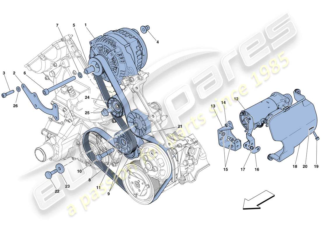 ferrari 458 italia (europe) alternator - starter motor parts diagram