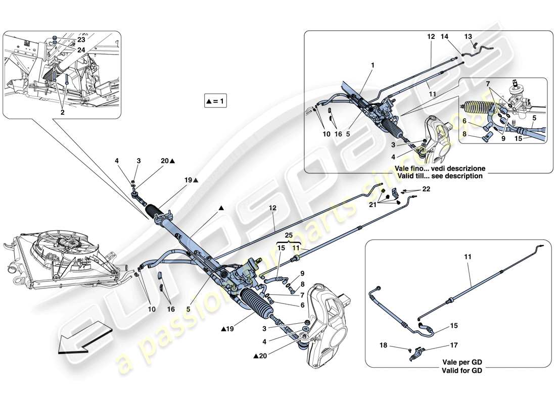 ferrari 458 italia (europe) hydraulic power steering box parts diagram
