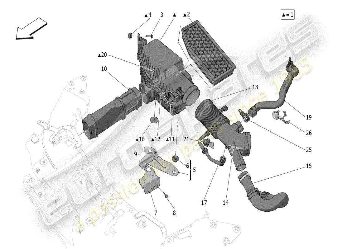 VIEW PARTS DIAGRAMS FROM THE MASERATI GRECALE PARTS CATALOGUE a part diagram from the maserati grecale parts catalogue