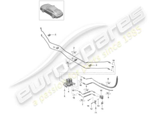 a part diagram from the porsche 991 turbo (2020) parts catalogue