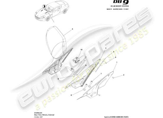 a part diagram from the aston martin db9 (2006) parts catalogue
