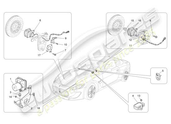 a part diagram from the maserati quattroporte m156 (2014 onwards) parts catalogue