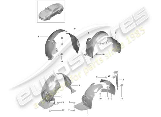 a part diagram from the porsche 991 turbo (2017) parts catalogue