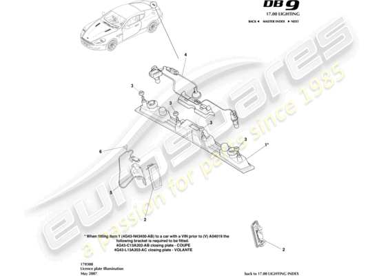 a part diagram from the aston martin db9 (2004) parts catalogue