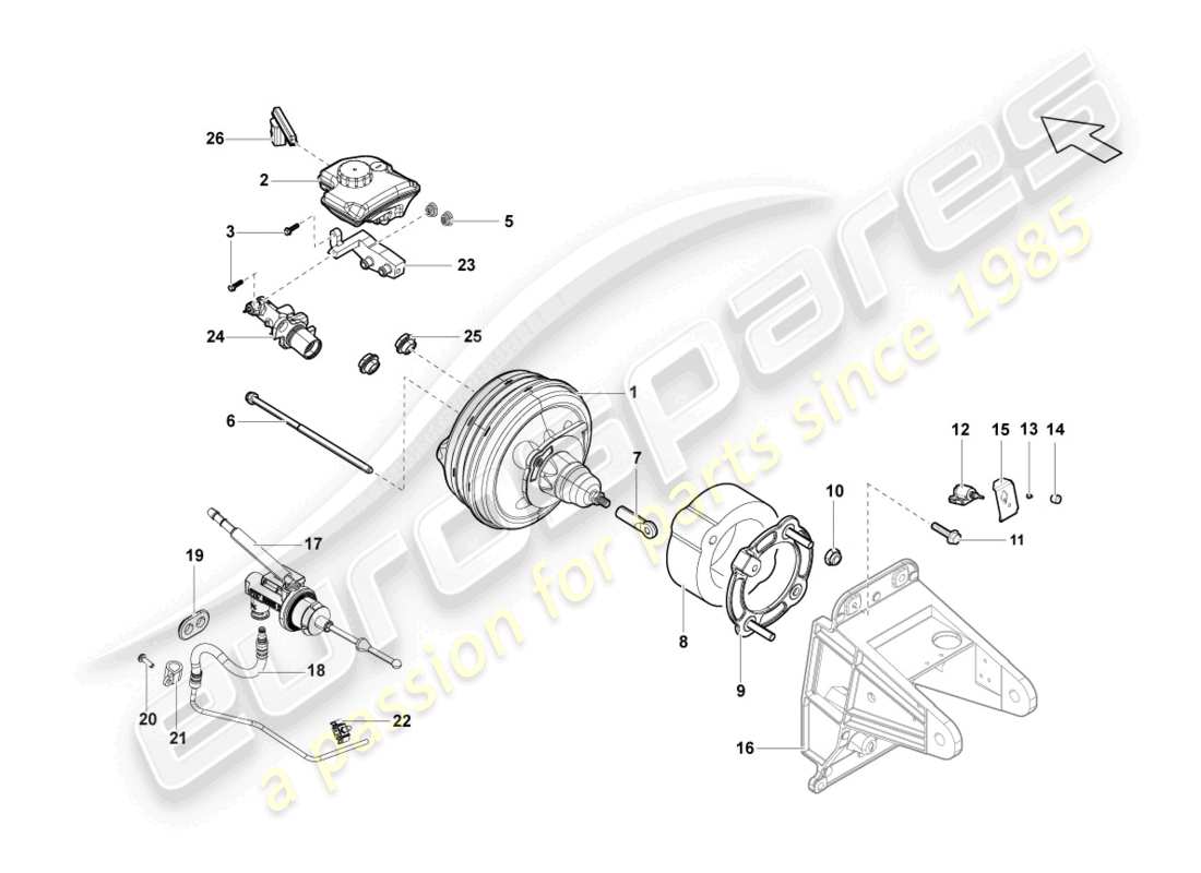 lamborghini lp550-2 spyder (2010) brake servo parts diagram