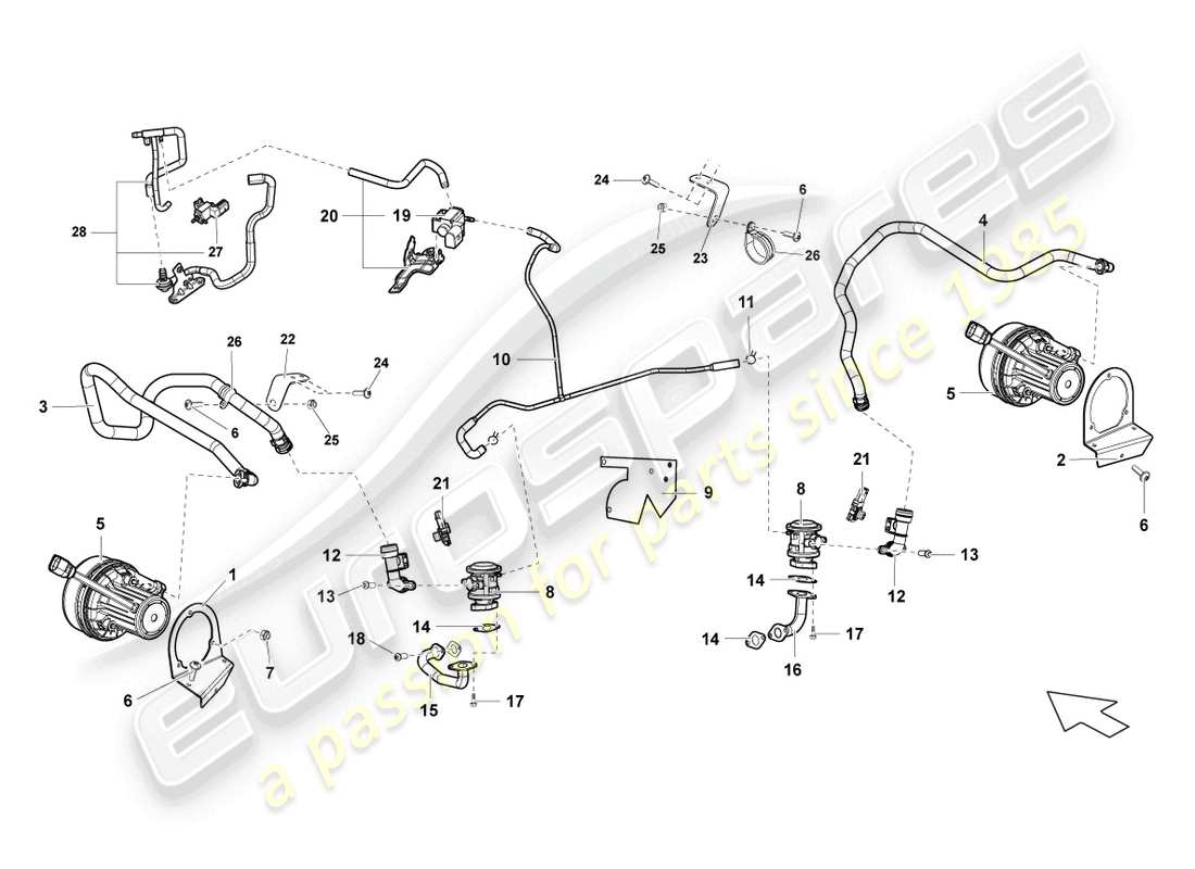 lamborghini lp550-2 spyder (2010) secondary air pump parts diagram