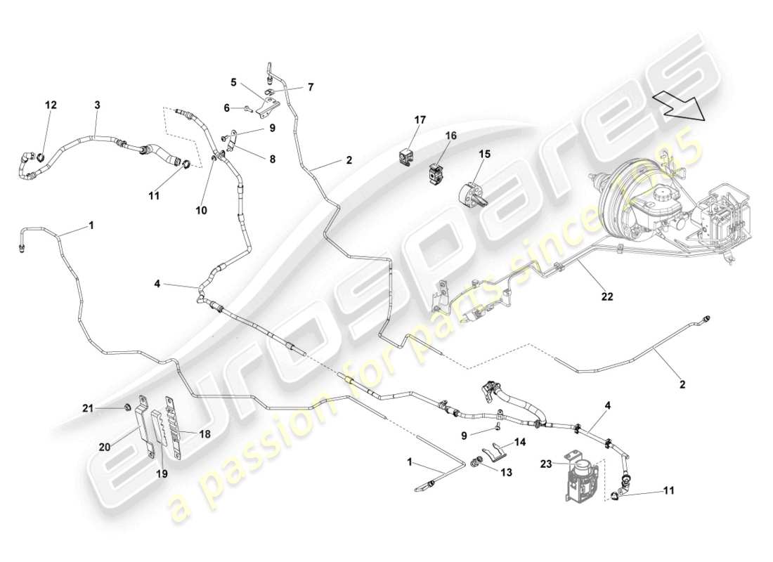 lamborghini lp550-2 spyder (2010) brake pipe parts diagram