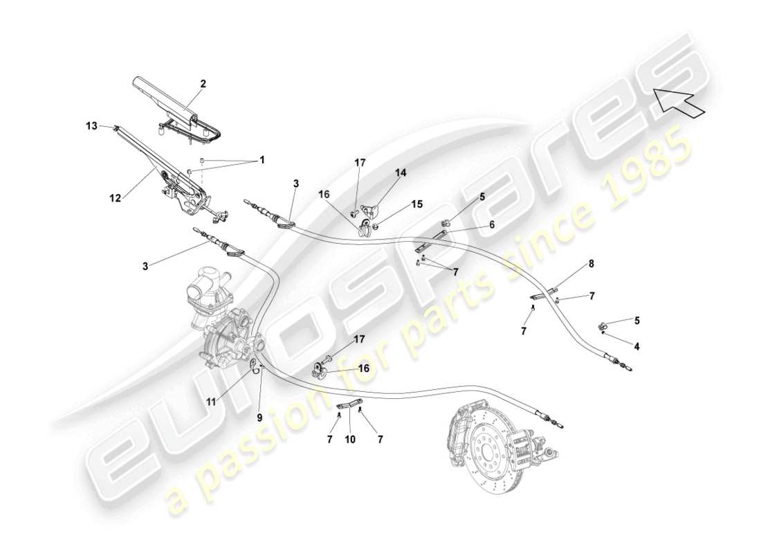 lamborghini lp550-2 spyder (2010) brake lever parts diagram
