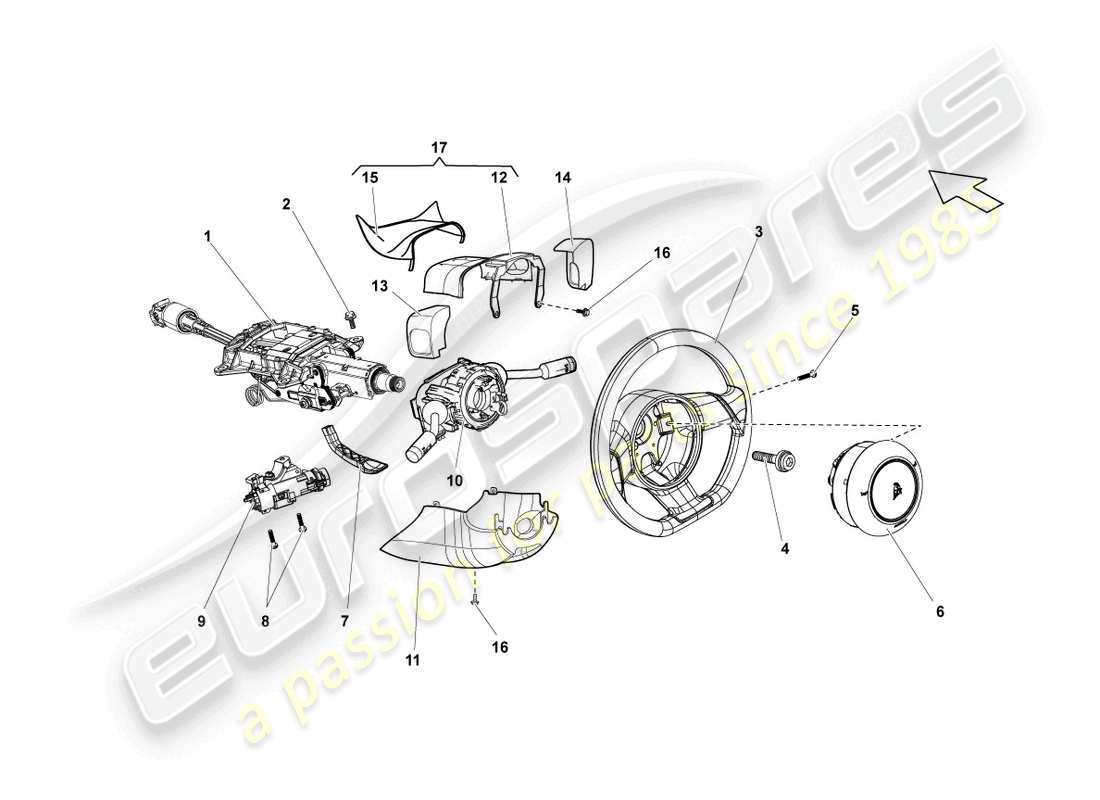 lamborghini lp550-2 spyder (2010) steering column parts diagram
