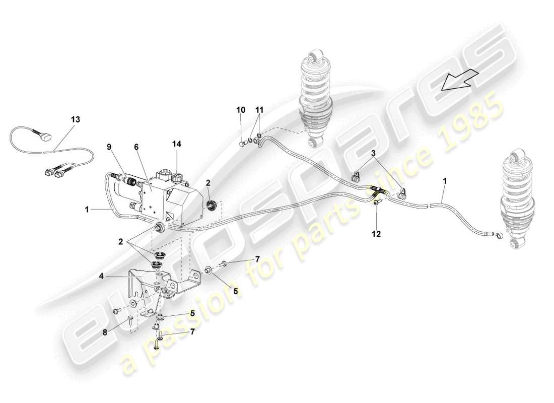 lamborghini lp550-2 spyder (2010) hydraulic system and fluid container with connect. pieces parts diagram