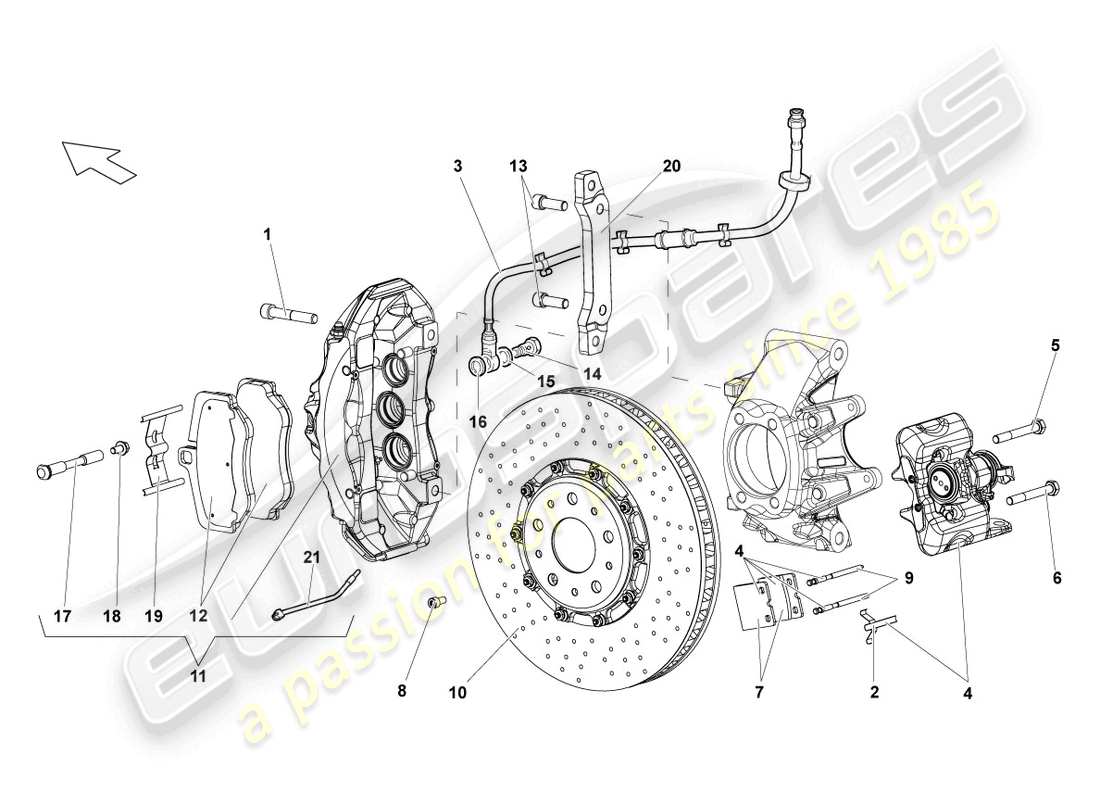 lamborghini lp640 roadster (2007) disc brake rear part diagram