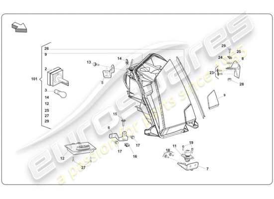 a part diagram from the lamborghini super trofeo (2009-2014) parts catalogue