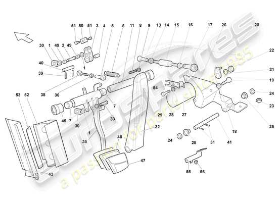 a part diagram from the lamborghini murcielago coupe (2006) parts catalogue