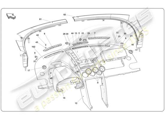 a part diagram from the lamborghini super trofeo (2009-2014) parts catalogue