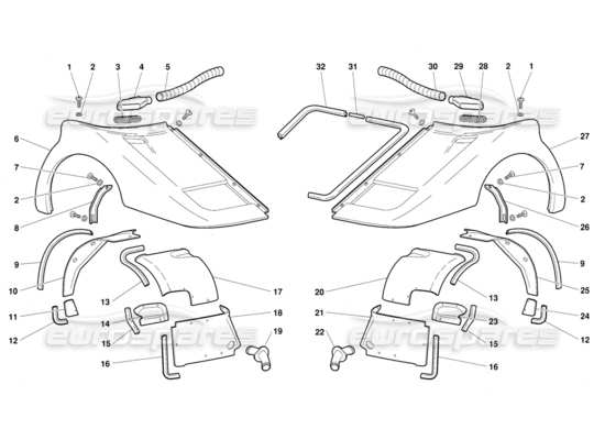 a part diagram from the lamborghini diablo parts catalogue