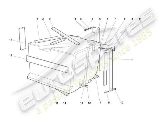 a part diagram from the lamborghini murcielago coupe (2003) parts catalogue