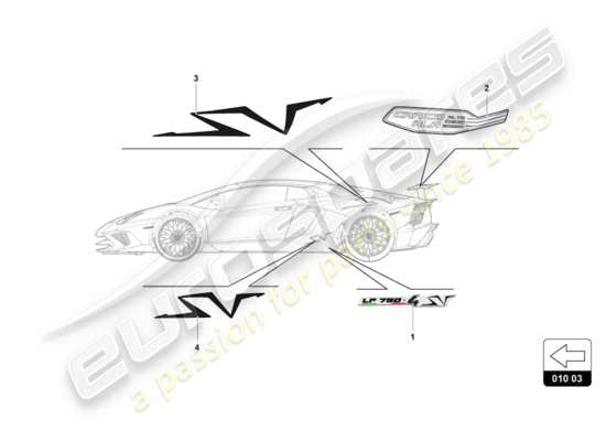 a part diagram from the lamborghini aventador lp750-4 sv parts catalogue