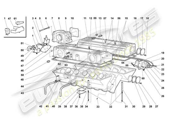 a part diagram from the lamborghini murcielago coupe (2006) parts catalogue