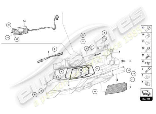 a part diagram from the lamborghini lp700-4 roadster (2015) parts catalogue