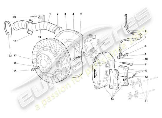 a part diagram from the lamborghini murcielago coupe (2004) parts catalogue