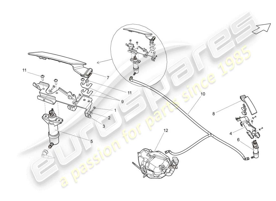 lamborghini lp550-2 spyder (2010) headlight washer system parts diagram