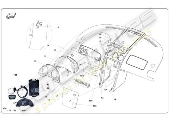 a part diagram from the lamborghini super trofeo (2009-2014) parts catalogue