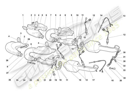 a part diagram from the lamborghini murcielago coupe (2004) parts catalogue