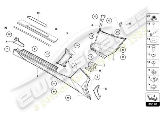 a part diagram from the lamborghini aventador lp720-4 parts catalogue