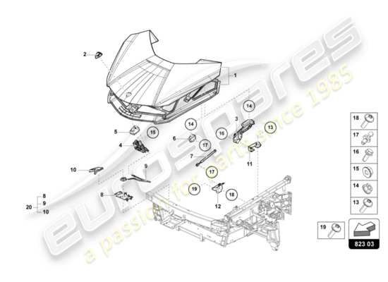 a part diagram from the lamborghini sian parts catalogue