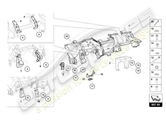 a part diagram from the lamborghini lp700-4 coupe (2014) parts catalogue