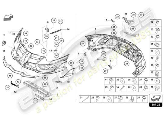 a part diagram from the lamborghini aventador lp770-4 svj parts catalogue