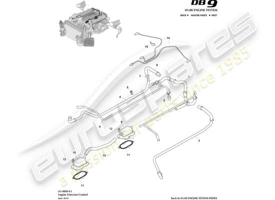 a part diagram from the aston martin db9 (2014) parts catalogue